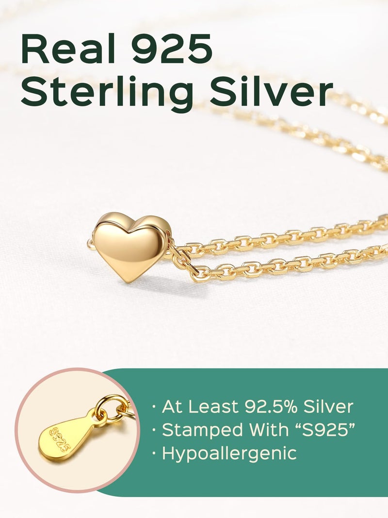 ChicSilver قلادة قلب صغيرة من الفضة الاسترلينية مطلية بالذهب عيار 18 من شيك سيلفر - قلادة حب لا نهائي أنيقة للنساء - قلادة عيد الميلاد - Image 4